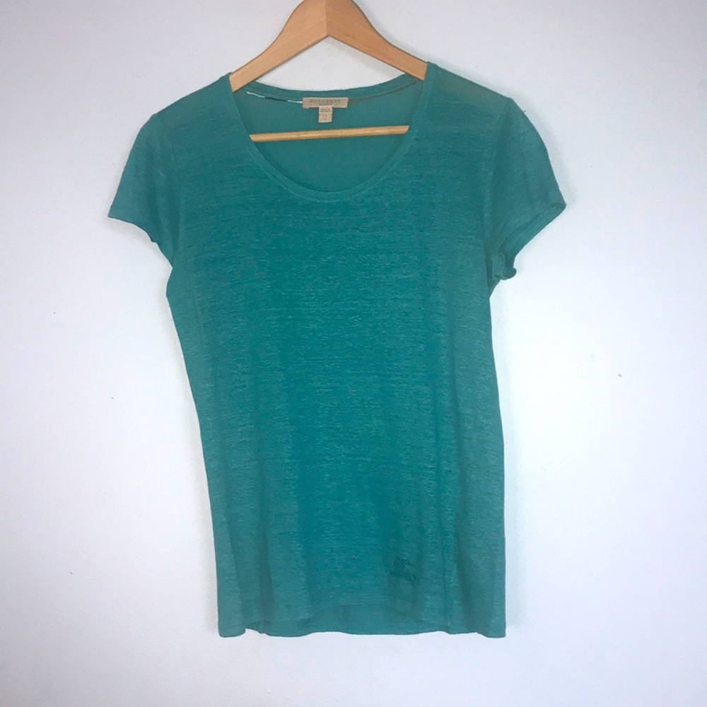 Burberry Brit 100% Linen Tee Women's Size XS TP Short Sleeve Scoop Neck T-Shirt
